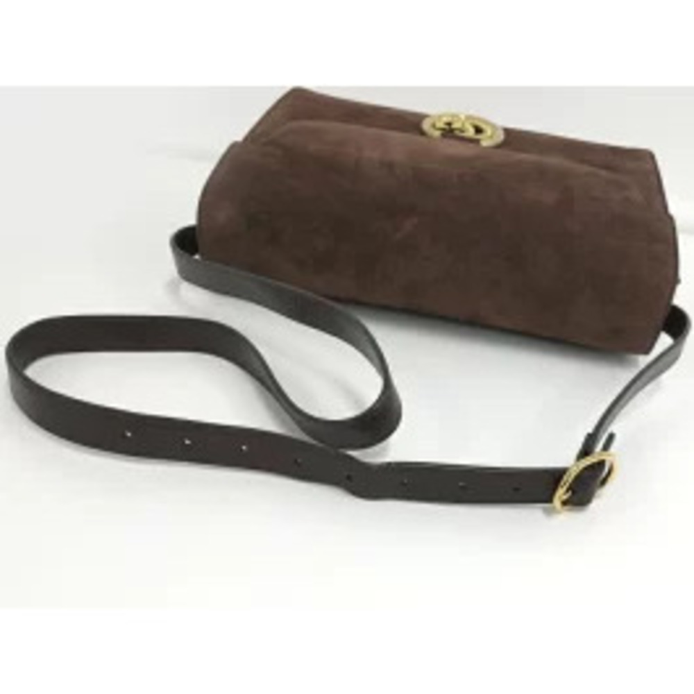 GUCCI Shoulder Bag GG Logo Suede Dark Brown - Picture 4 of 9